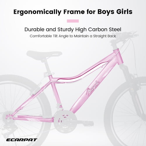 FUPOJH 24-Inch Women's Mountain Bike,21-Speed,Front Suspension,Dual V-Brakes, 80% Pre-Assembled Adult Trail Bike,