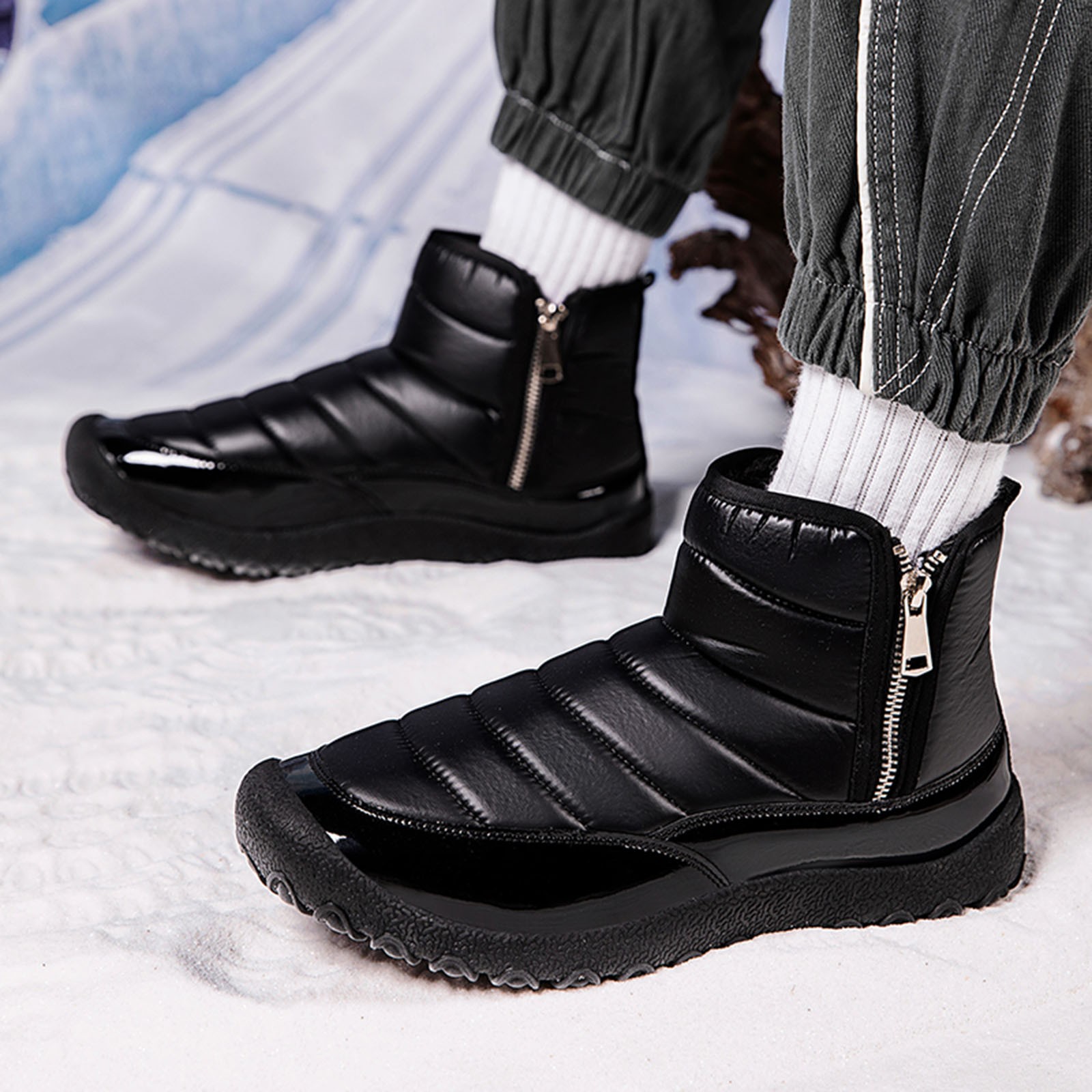 Snow Boots for Men Shoes Winter Ankle Booties Men's Winter Fashion Down ...