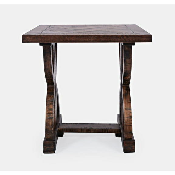 Jofran Fairview Transitional Herringbone Distressed Acacia End Table