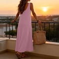 thumbnail image 3 of Dvprdro V Neck Sleeveless Ribbed Knit Soft Stretchy Loose A Line Maxi Dress for Women 2026 Summer Beach Vacation Solid, 3 of 10