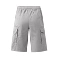 thumbnail image 5 of Mens Cargo Shorts Elastic Waist Drawstring Baggy Short Summer Work Casual Solid Sweatpants Shorts with Multi Pockets Gray L, 5 of 6