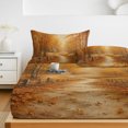 thumbnail image 6 of Twin XL Size Fitted Sheet Set - Fall Forest 2 Piece Bedding Sets 16" Deep Pocket Fitted Sheet with 1 Pillowcases, Autumn Landscape Path Maple Leaves Orange Brushed Microfiber Hotel Luxury Bed Sheets, 6 of 9
