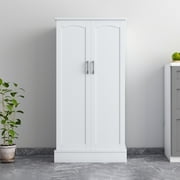 47 Kitchen Pantry Cabinet, White Buffet Cupboards Sideboard with Doors & Adjustable Shelves, Kitchen