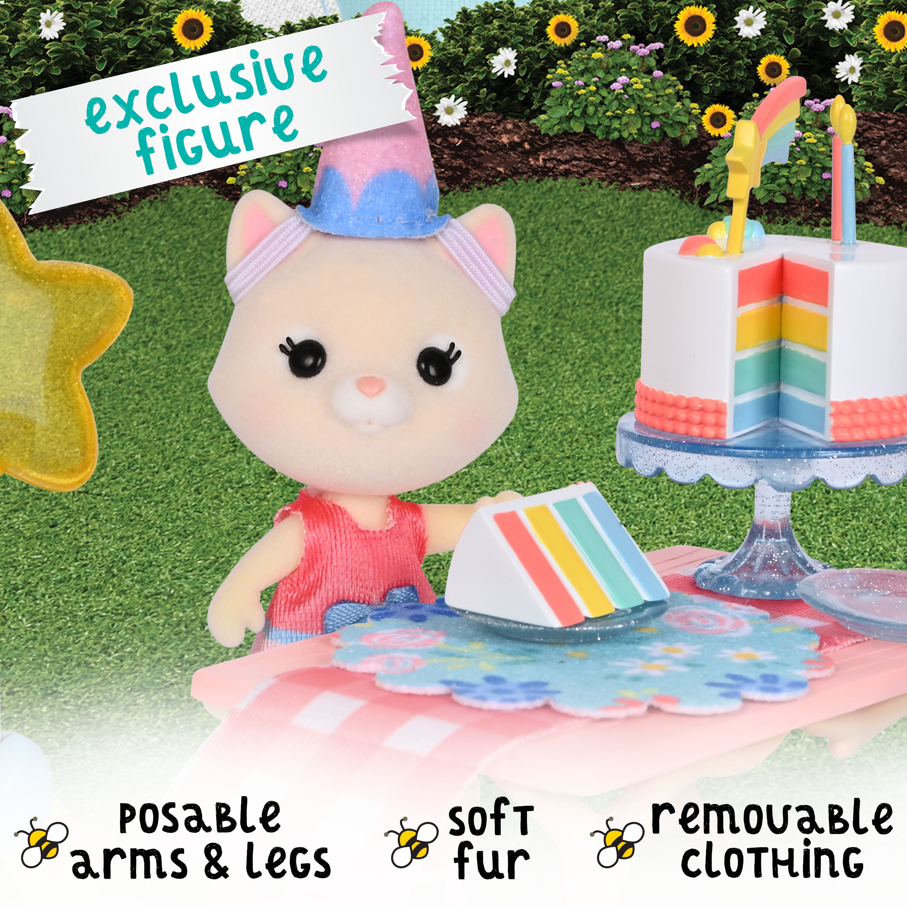Honey Bee Acres Birthday Wishes Playset – 15 Piece Dollhouse Set – Collectible Doll for Kids Ages 3+