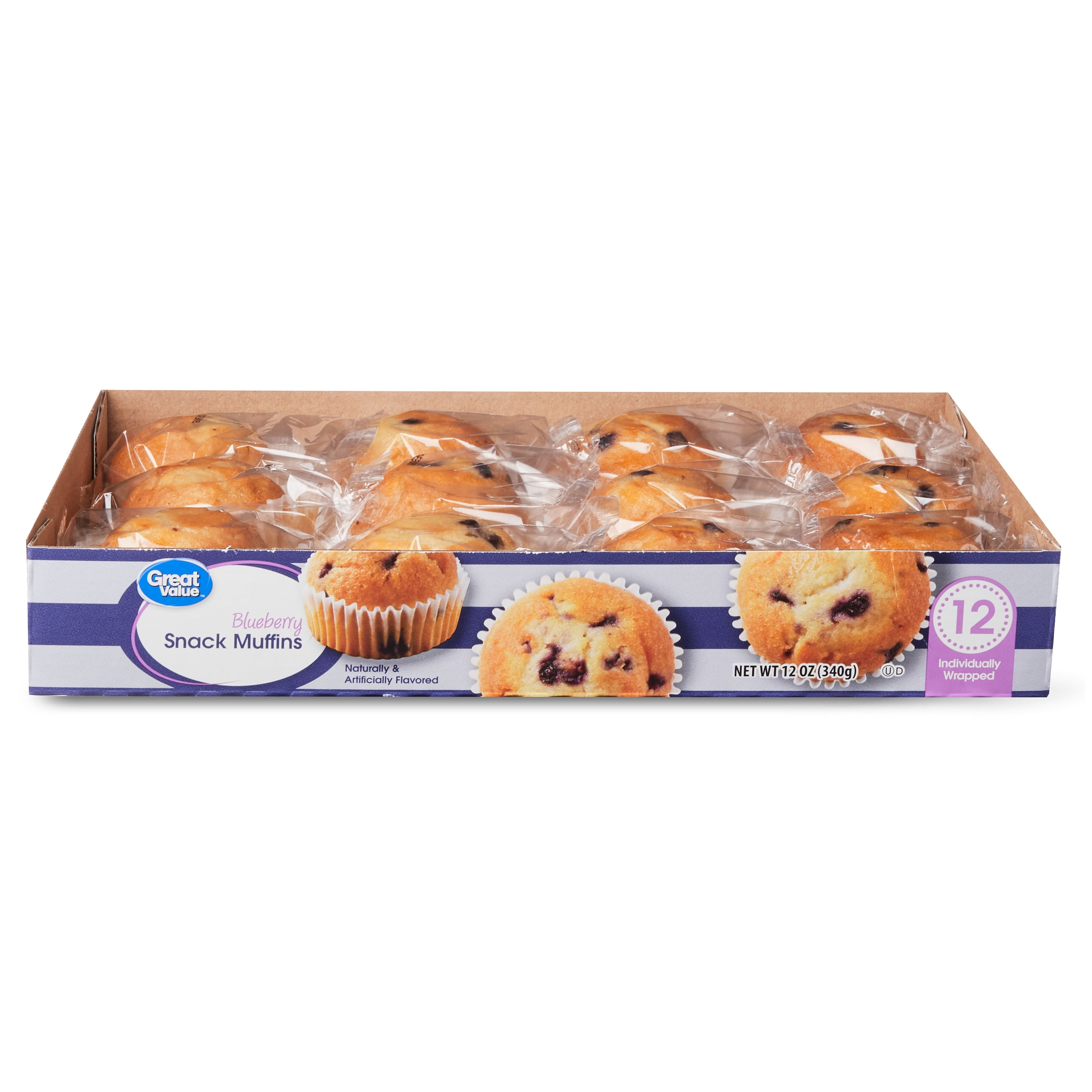 Great Value Blueberry Snack Muffins, 12 oz, 12 Count