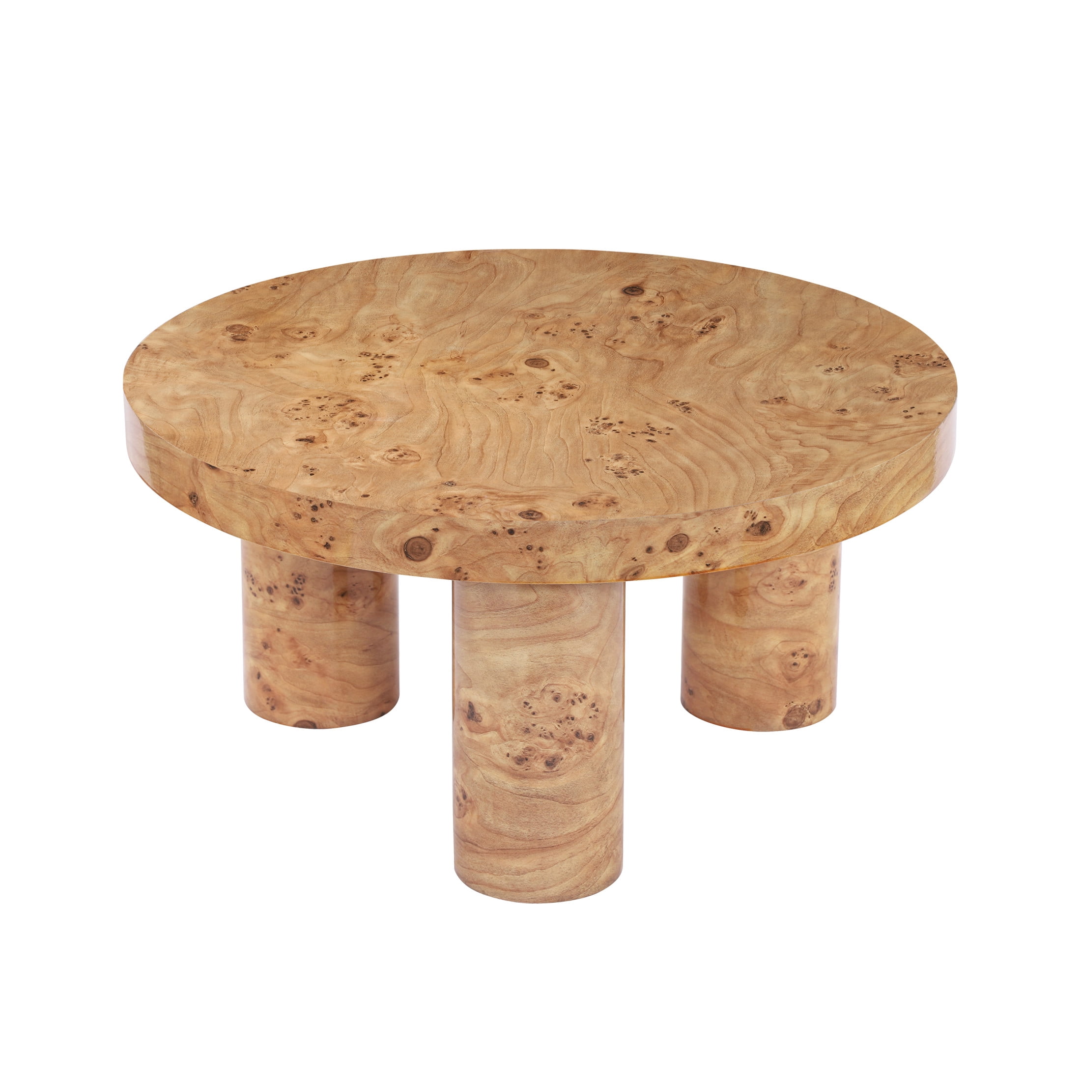 Christopher Knight Home 31.5" Round Coffee Table with Sculptural 3-Leg Base, Natural