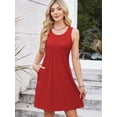 thumbnail image 2 of Vestidos de verano Kikibell para mujer, vestidos casuales con bolsillos, vestido de playa, trajes de vacaciones, rojo, M, 2 of 9