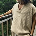 thumbnail image 5 of Men's V Neck Loose Fit Jacquard Knit Sleeveless Casual Tank Top Breathable Comfortable Summer Vest Men's Tops T-Shirt Casual Crew Neck Loose, 5 of 9