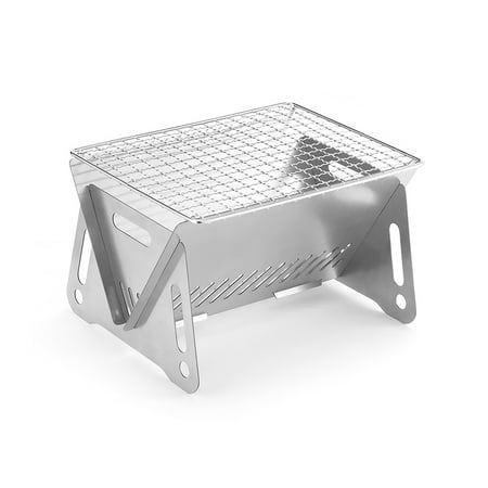 Vikakiooze under $10  Portable Charcoal Grill Stainless Steel - Lightweight Folding Travel Grill For Backyard Outdoor Camping Picnic