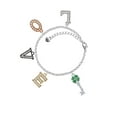thumbnail image 2 of Delight Jewelry Silvertone Translucent Green Lucky Four Leaf Clover Key Multi-Colored Crystal Love Charm Bracelet, 2 of 5