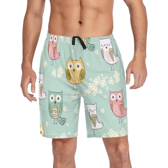 GZHJMY Owl Pajama Pants Short for Men, Lounge Pants Lightweight Men Pajama Bottoms with Drawstring Pockets, Christmas New Year Birthday Gifts, XX-Large