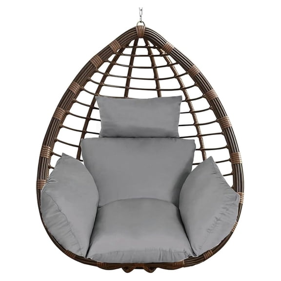 Egg Chair Cushion, Outdoor Hanging Chair Pad - Soft Washable Replacement, Thickened Patio Garden Hammock Seat Cushion with Ties (Grey)