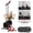 Red - 140LBS Weight Plate Set, variant on Mikolo LAT Pulldown Machine, Multifunction Row Cable Fitness Equipment with Flip-up Footplate and Plates Storage Posts