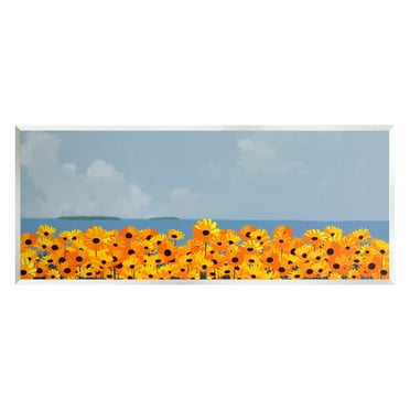 Stupell Industries Yellow Daisies by Sea Botanical & Floral Painting Unframed Art Print Wall Art, 17 x 7