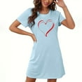 thumbnail image 2 of Fartey Women's Short Nightgown Cute Heart Graphic Sleepshirts Soft Comfy Short Sleeve Crew Neck Nightdress Casual Daily Loungewear Blue M, 2 of 4