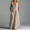 thumbnail image 6 of Guieoi Womens Dresses Plus Size Button-Front Loose-Fit Pocket Sleeveless Maxi Dress, 6 of 6