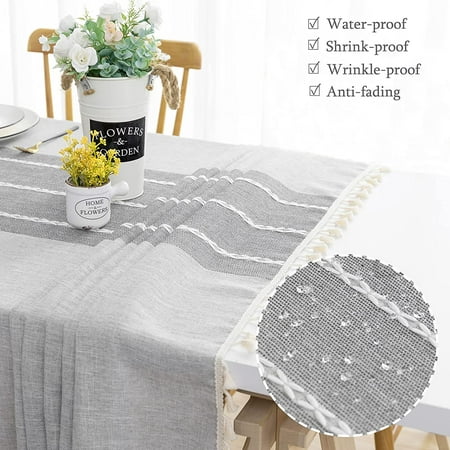 

Lipo Waterproof Tablecloths for Rectangle Tables 55 x 70 Grey Heavy Duty Linen Fabric Wrinkle Free Oil Stain Resistant Farmhouse Style Burlap Tablecloth Washable Outdoor Table Cover for P