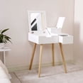 thumbnail image 1 of ViscoLogic Daphne Flip-Top Makeup Bedroom Vanity Table | White, 1 of 6