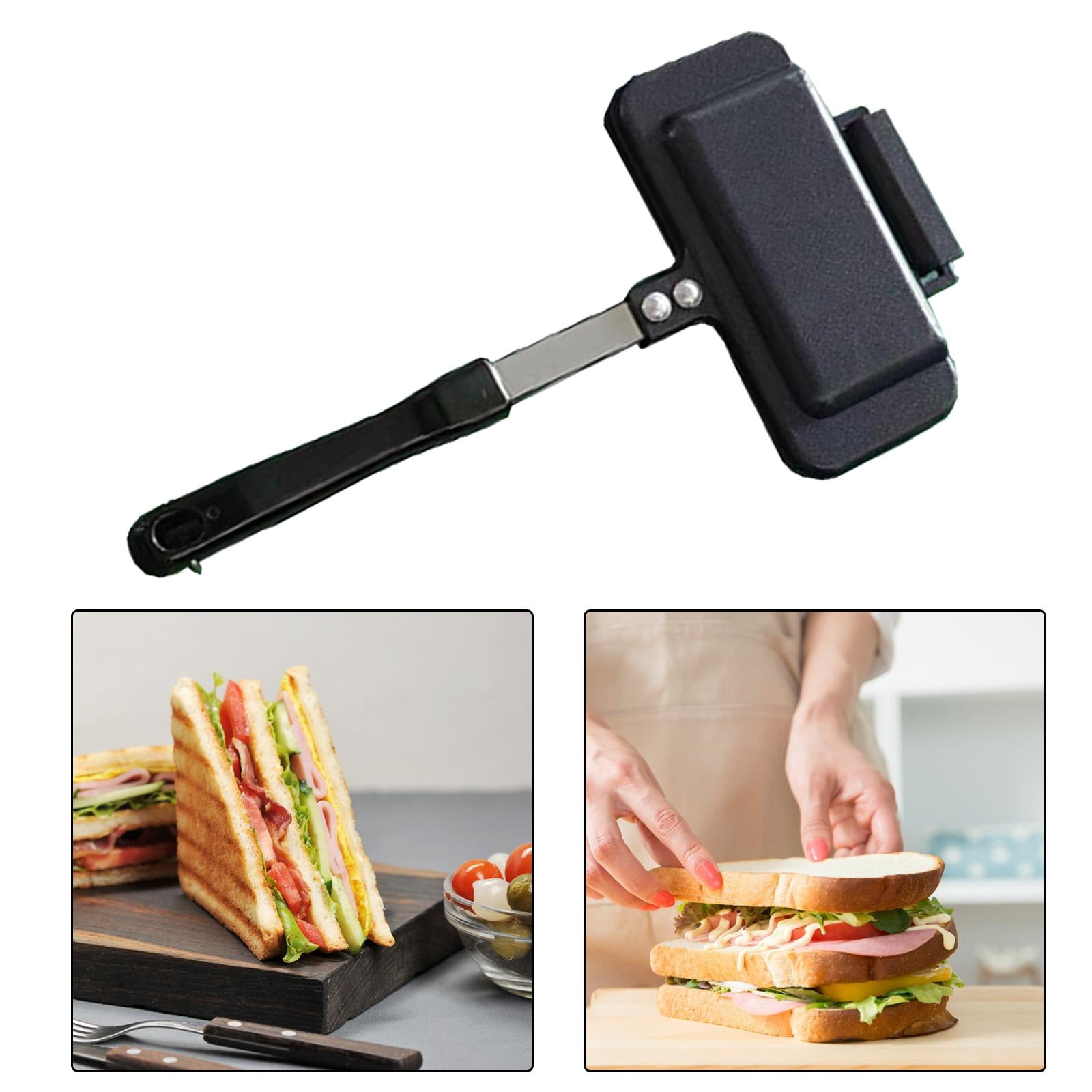 Poêle à Sandwich Double Face Anti-adhésive - Pour Grill, Gaufres, Steaks - 37x24 Cm, Poignée Ergonomique