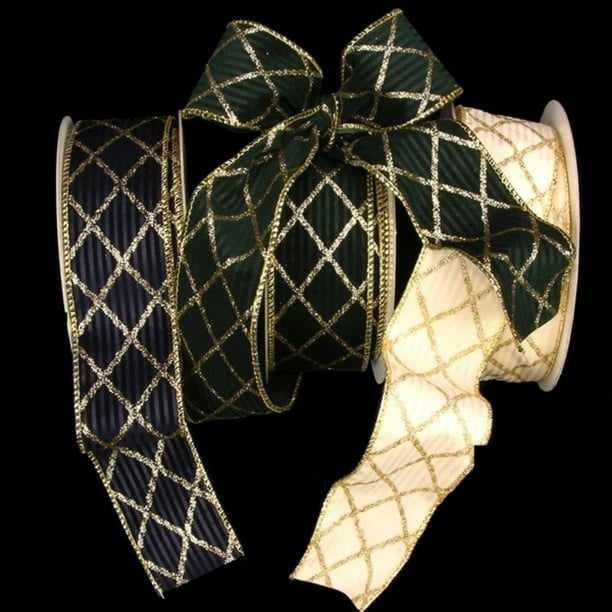 Hunter Green Velvet Diamond Jubilee Wired Craft Ribbon 2" x 40 Yards