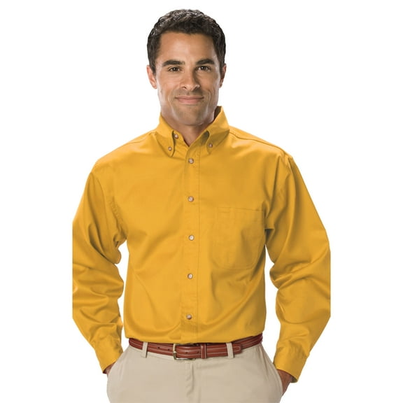 MENS LONG SLEEVE TEFLON TWILL - YELLOW LARGE SOLID