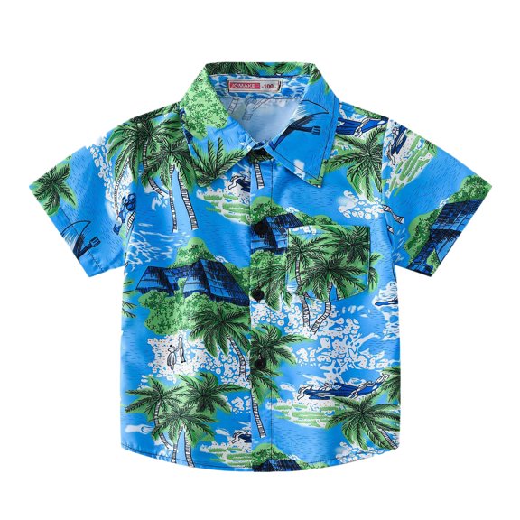 Coerni Hawaiian Shirt for Boys & Girls Short Sleeve Button Down Tropical Shirts Summer Casual Top Toddler Kids Baby Clothes