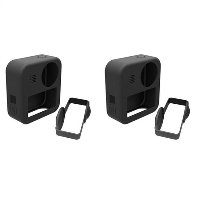 2X Protectora de Silicona para MAX 360 Cámara Deportiva, Piezas de Lente de Cúpula Protectora Profesional (Negro)