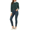 thumbnail image 2 of INSPIRE CHIC Women's Dots Printed Point Collar Button Down Shirt Blouse Dark Green S, 2 of 6
