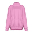 thumbnail image 3 of ZUKMRJPC Women's Mock Turtleneck Sweatshirts Oversized Long Sleeve Warm Fleece Lined Pullover Casual Trendy Side Split Tops with Pocket, 3 of 5