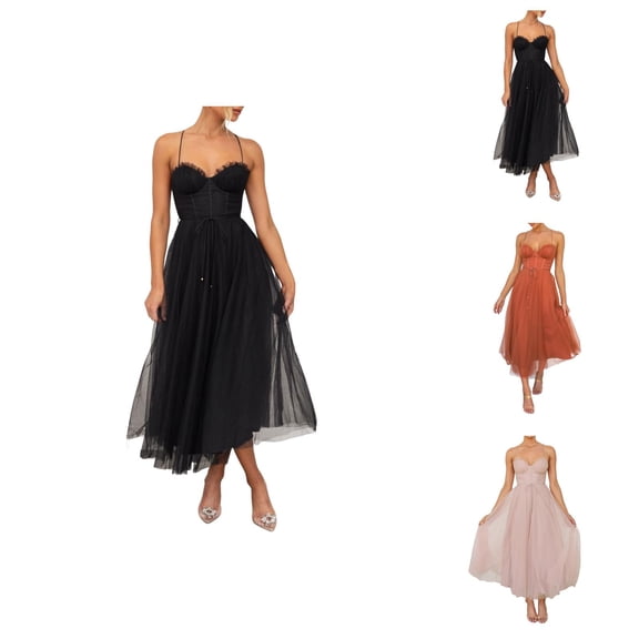 Elegant Dresses for Women Midi Dresses for Women European and New Temperament Sexy Suspender Mesh Party Evening Dress Dress