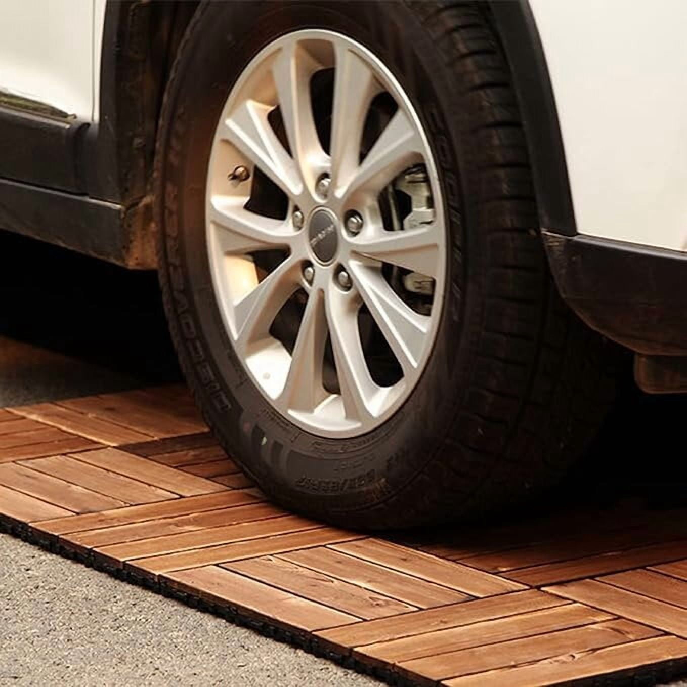 11 Pack 11.8" Oak WPC Interlocking Deck Tiles, Wood-Plastic Composite DIY Patio Floor Tiles, Water Resistant Indoor Outdoor Quick Install Decking Tiles