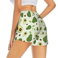 thumbnail image 2 of Uemuo Green Avocado Pattern Women's Athletic Shorts High Waisted Running Shorts with Liner Pockets Gym Elastic Workout Shorts-X-Large, 2 of 9