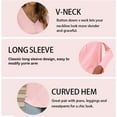 thumbnail image 4 of VDJ Women Long Sleeve Tops Casual Button Up V Neck Solid Fall Shirts Plain Color Casual Cute Pink T Shirt for Women Clothing Size L, 4 of 8
