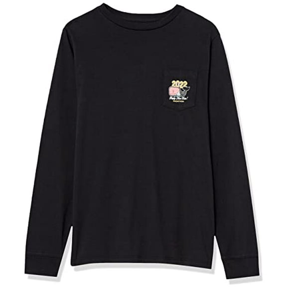 vineyard Vignes T-shirt à Manches Longues Garçon 2022 Nye Whale avec Poche, Noir Jet, 2 US
