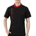 thumbnail image 1 of ZheElen Chef Jacket Men Chef Coat Skin Friendly Chef Uniforms O-Neck Cheap Short Sleeve Tops Bakery Cooking Clothes Work Wear Black L, 1 of 9