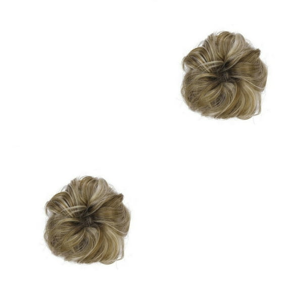 2 Pack Hair Bun Extension Hairpiece Wavy Claw Clips for Girls Ring Adorable Miss