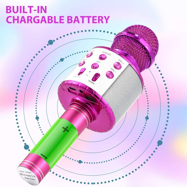 Karaoke Wireless Bluetooth Microphone for Android/iPhone/PC - Pink