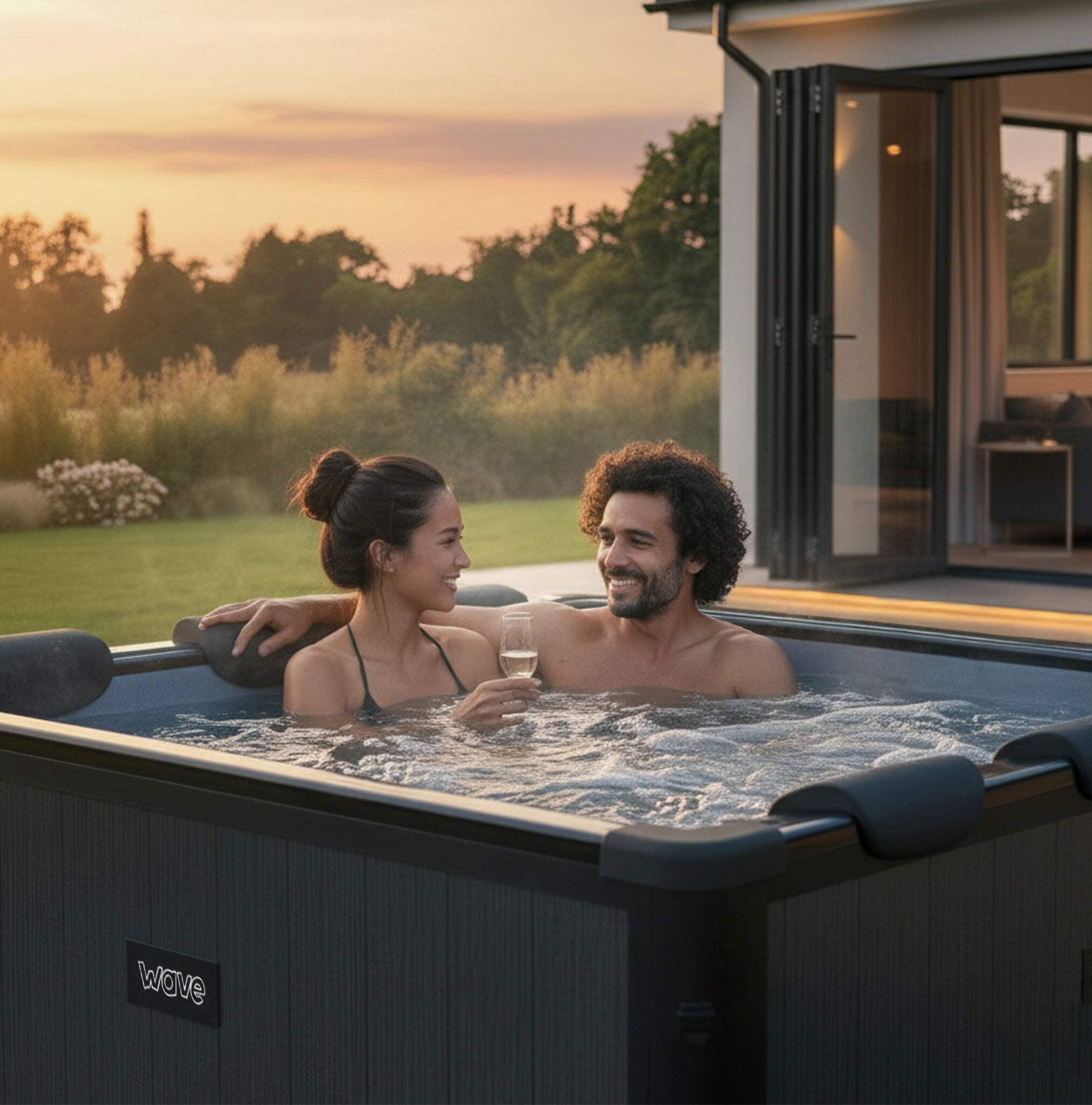 Adriatic | 6 Person Square Aluminium Frame Hot Tub | Black Wood