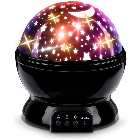 Baby Star Projector Night Light for Kids Boys Bedroom Light Projector Indoor Color Changing Lamp Toys for Boys Girls Age 6-8 Room Decor - Black