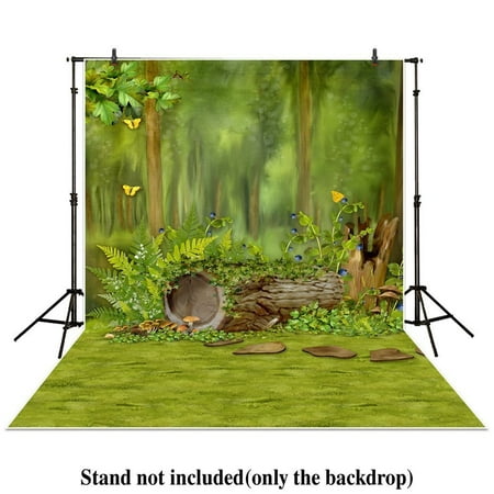 GreenDecor Polyster 5x7ft photography backdrops filming Forest Tree Butterfly Green Fairy Tale beautiful photo studio background newborn baby photocall