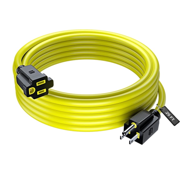 Maximm Extension Cord 25 Ft Yellow Power Cords Indoor 16 Gauge Wire SJTW Heavy Duty ETL Listed (25Ft, Yellow)