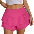 thumbnail image 2 of vigerkar Flowy Shorts for Women Ruffle Skorts High Waisted Pleated Mini Skirts Teen Gilrs Running Tennis Skort Summer Shorts 2025 Hot Pink, XXL, 2 of 7