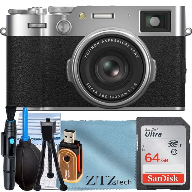 FUJIFILM X100VI Digital Camera (Silver) with SanDisk 64GB Memory Card + ZeeTech Accessory Bundle