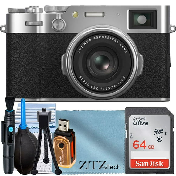 FUJIFILM X100 VI Digital Camera (Silver) with SanDisk 64GB Memory Card + ZeeTech Accessory Bundle