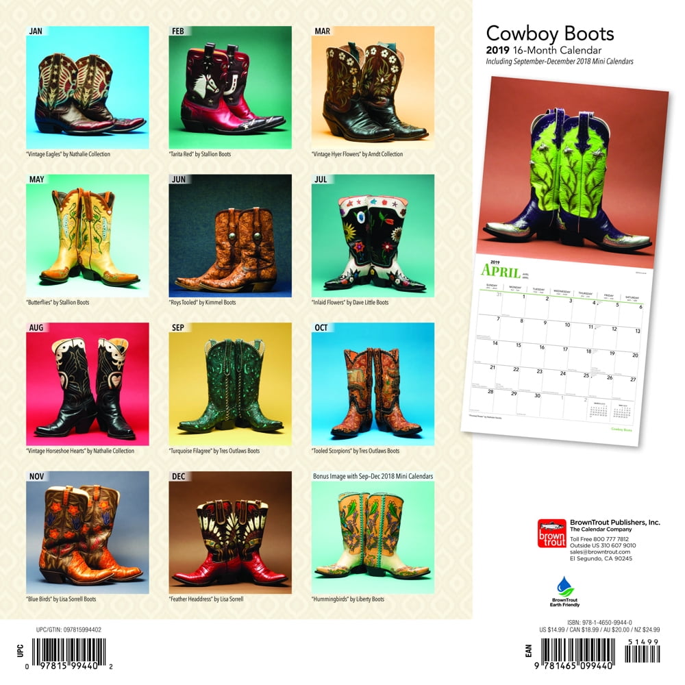 Cowboy Boots Calendar 2020 Cowboy Boots Wall Calendar Bundle with