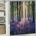 thumbnail image 5 of COMIO Sunshine in Forests with Purple Lavender Flower Shower Curtain for Bathroom Decoration White, 5 of 6