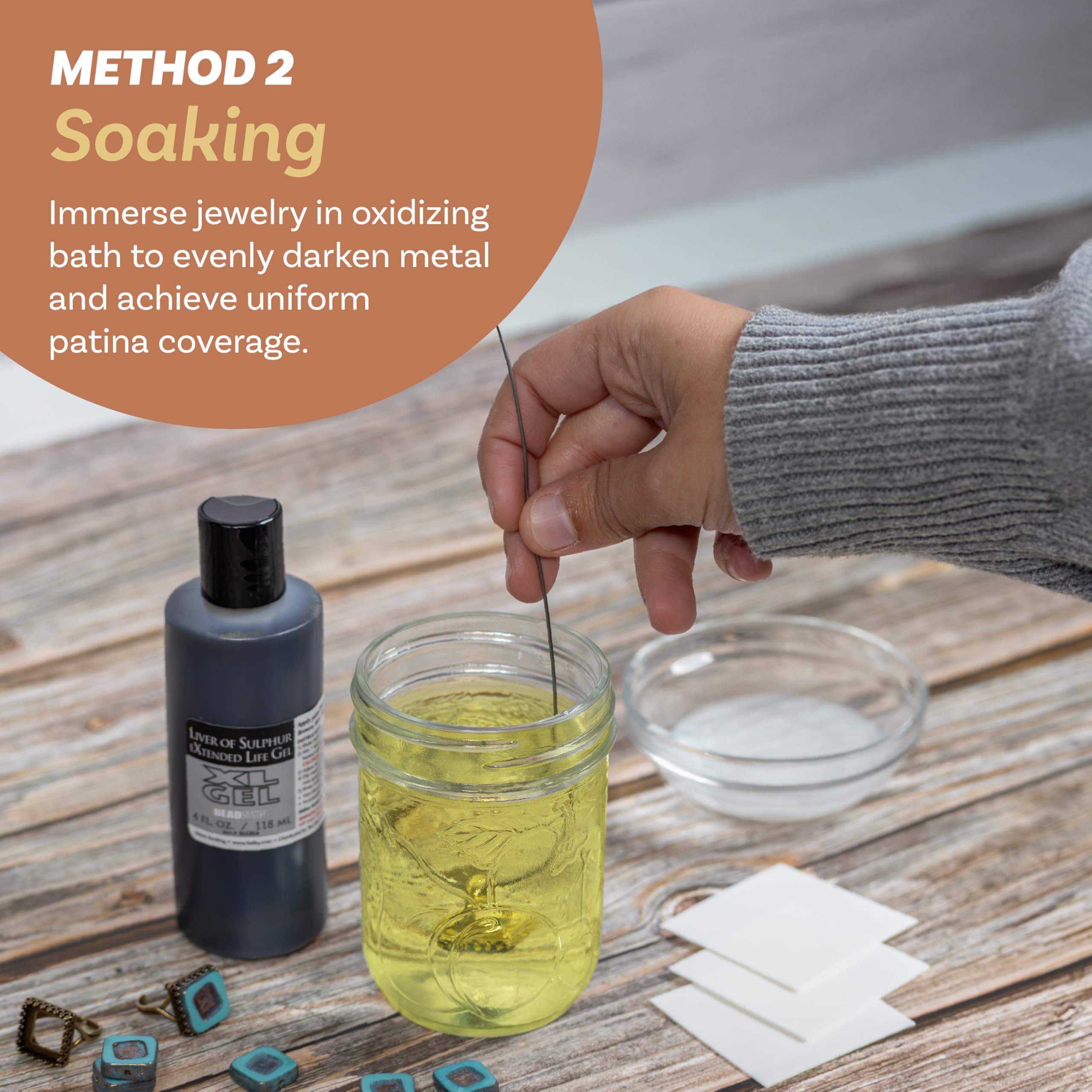 The Beadsmith XL Gel Liver of Sulfur Extended Life Gel 4 Fluid Ounces (118ml) Bottle Apply a Patina Finish to Silver Copper and Other Metal for Oxidized Look on Art and Jewelry Projects