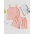thumbnail image 2 of Suealasg Kids Girls 2Pcs Summer Outfits 6M 1T 2T 3T 4T 5T Little Girls Casual Beach Clothes Sleeveless Camisole + Shorts Set, 2 of 9