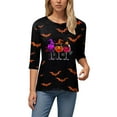 thumbnail image 6 of zaveiop Halloween Shirts for Women 2025 3/4 Length Graphic Sweatshirts 3/4 Length Sleeve Tunic Tops Halloween Gifts Blouse (Purple, XXL), 6 of 6