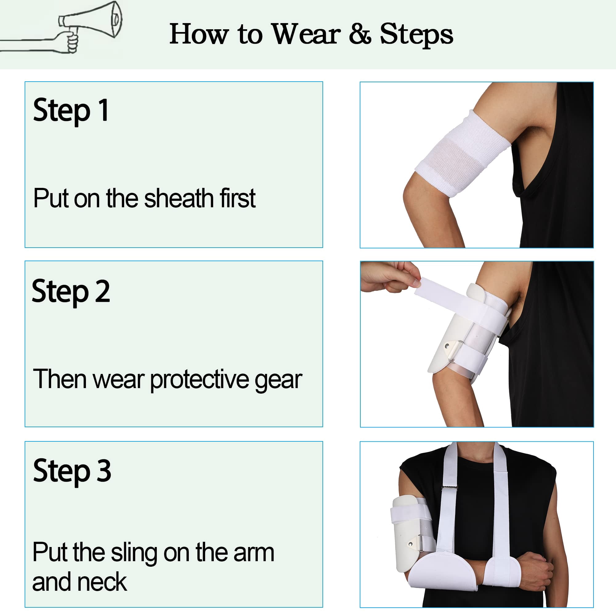 Insunen Arm Sarmiento Cuff - Sarmiento Brace for Humeral Shaft Fracture (White, M)